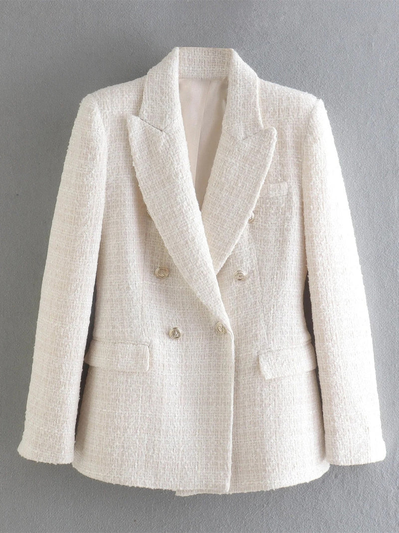 Blazer de Tweed Feminino Branco Jasmine