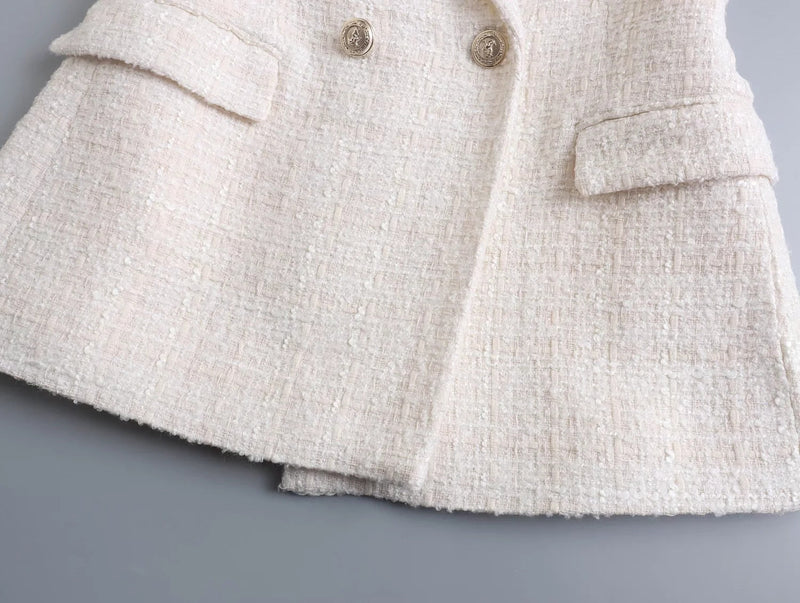 Blazer de Tweed Feminino Branco Jasmine