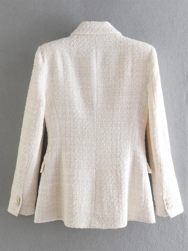 Blazer de Tweed Feminino Branco Jasmine