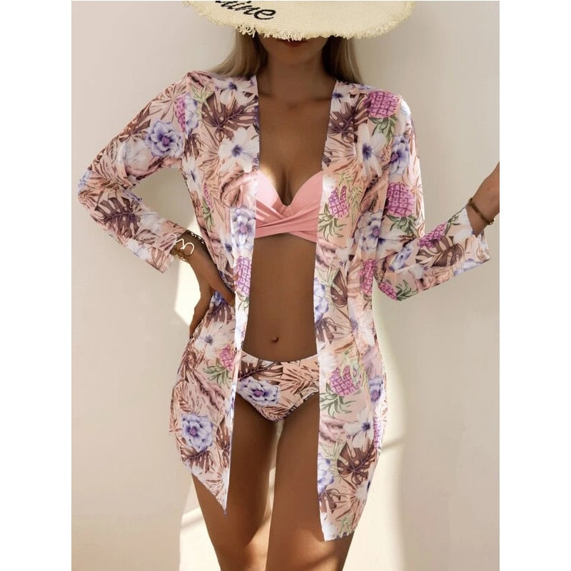 Coleção Moda Praia Flowers 2024 | Biquíni + Saída de Praia (BRINDE)